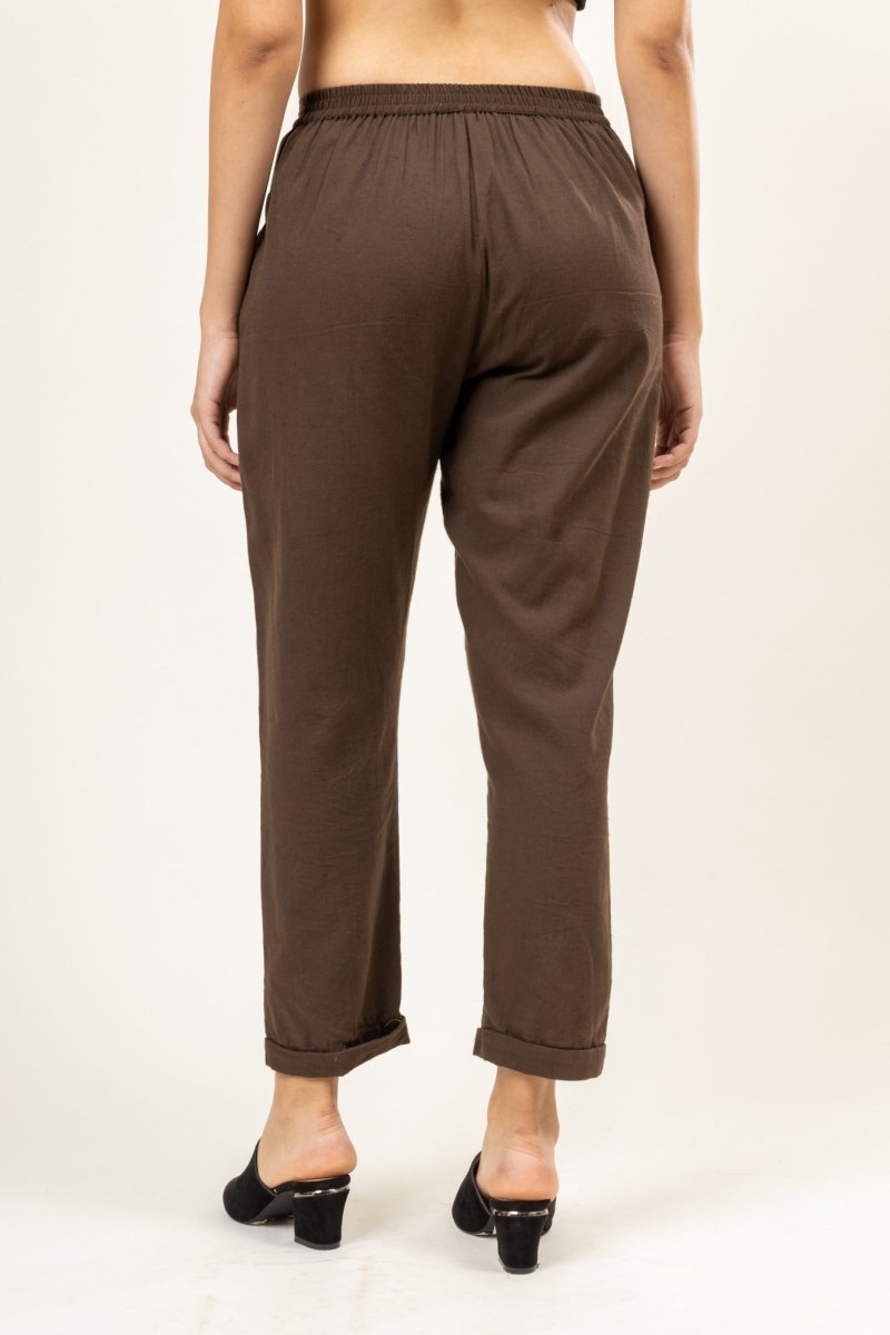 Jade Brown Upcycled Cotton Slub Pants | Verified Sustainable Womens Pants on Brown Living™