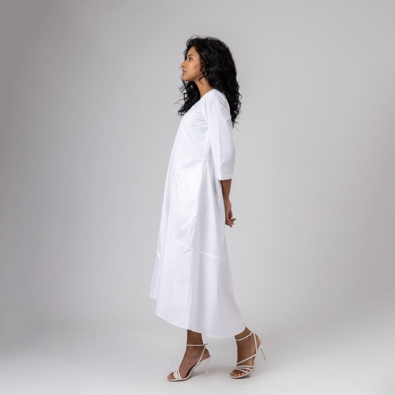 Jill White Upcycled Cotton Dress | Verified Sustainable Womens Dress on Brown Living™