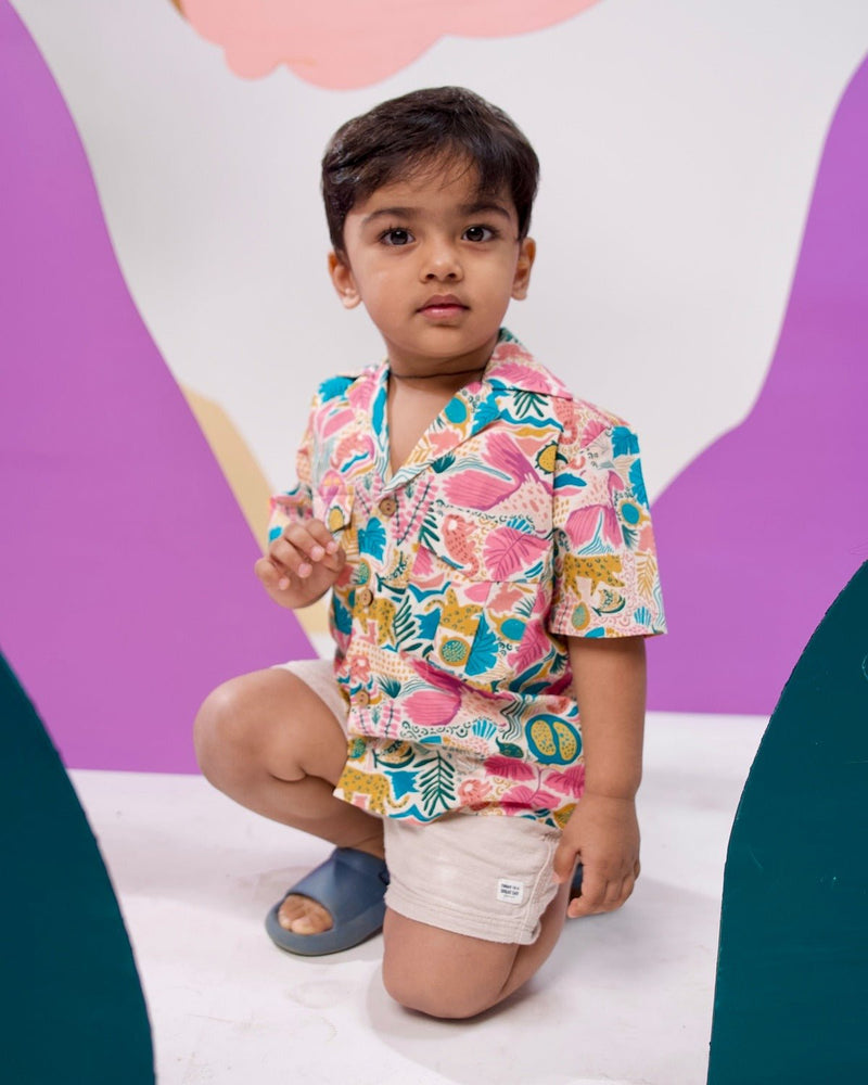 Jungle Bungle Printed Cotton Hawaiian Shirt | Verified Sustainable Kids Shirts on Brown Living™