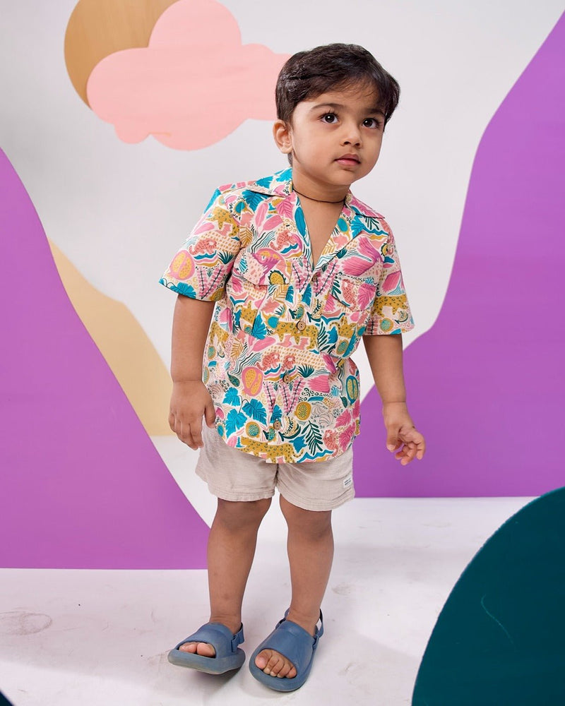 Jungle Bungle Printed Cotton Hawaiian Shirt | Verified Sustainable Kids Shirts on Brown Living™