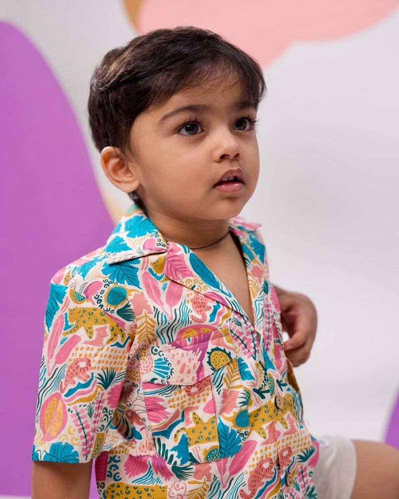 Jungle Bungle Printed Cotton Hawaiian Shirt | Verified Sustainable Kids Shirts on Brown Living™