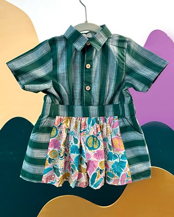 Jungle Bungle Printed Cotton Playsuit | Verified Sustainable Kids Frocks & Dresses on Brown Living™