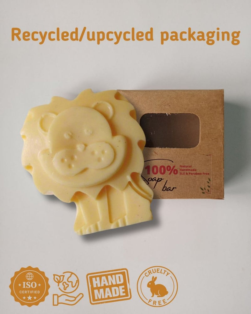 Kids Lion Shaped Goat Milk Shea Butter Soap - 100g | Verified Sustainable Body Soap on Brown Living™