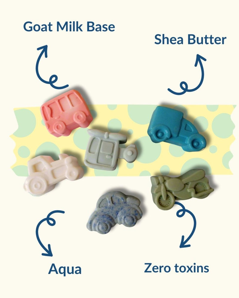 Kids Vehicle Shaped Goat Milk Shea Butter Soap Bar - Set of 4 | Verified Sustainable Body Soap on Brown Living™