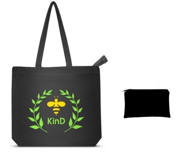 Kind- Premium Cotton Canvas Tote Bag with Zip- Black | Verified Sustainable Tote Bag on Brown Living™