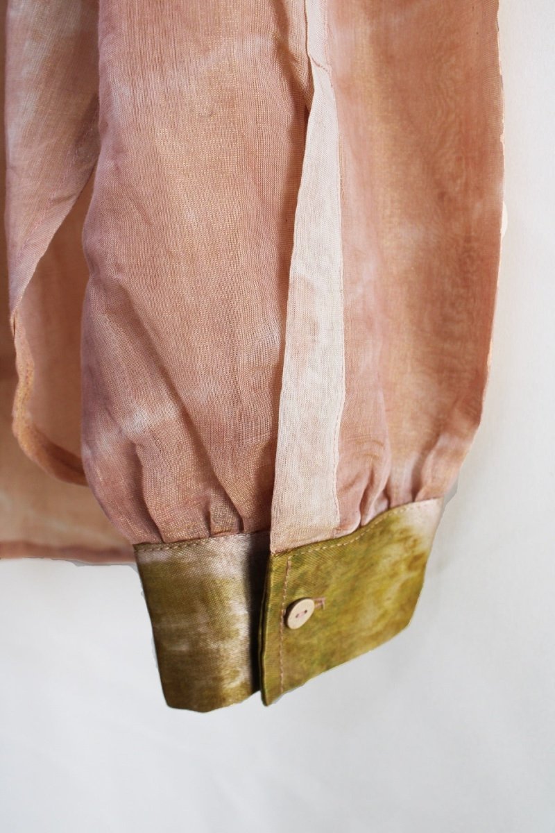 Kiyomi Handwoven Zari Chanderi Shirt Peach | Verified Sustainable Womens Shirt on Brown Living™