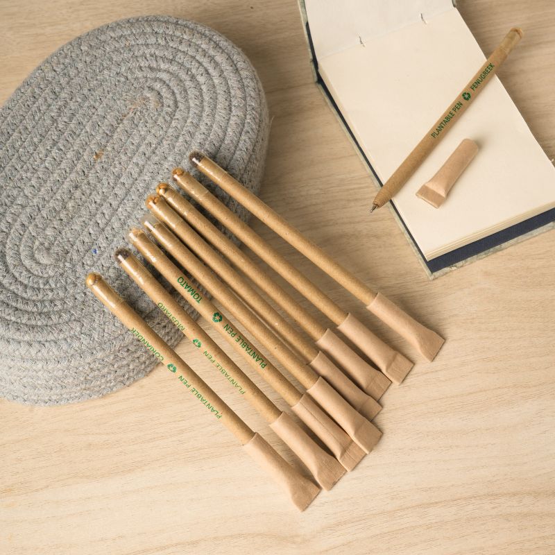 Kraft Paper Plantable Pen | With Seeds (Set of 5) | Verified Sustainable Stationery on Brown Living™