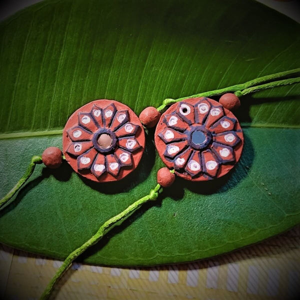 Kutch Traditional Painted Terracotta Clay Pottery Craft Rakhi - Set of 2 | Verified Sustainable Rakhi on Brown Living™