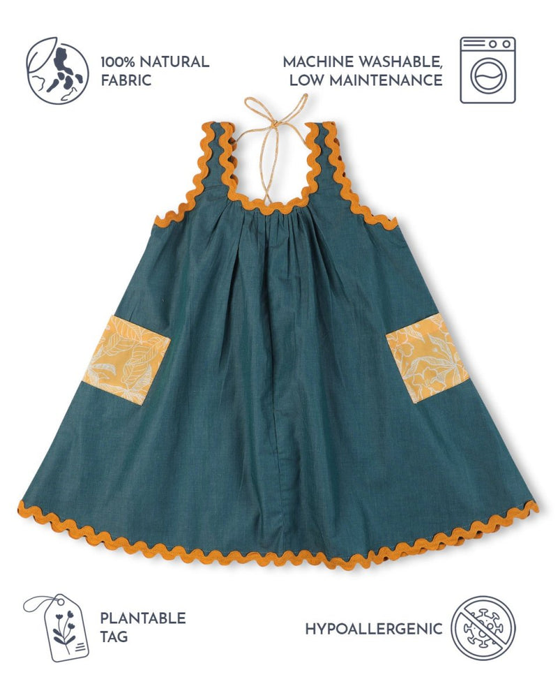 Lagoon Striped Cotton Flare Dress | Verified Sustainable Kids Frocks & Dresses on Brown Living™