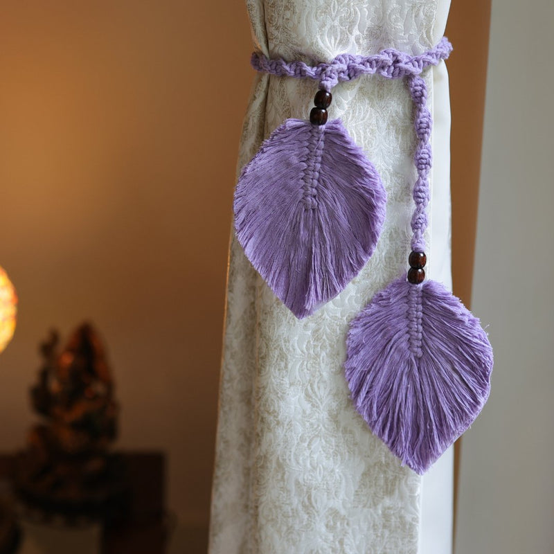 Lavender Macrame Leaf Curtain Ties | Verified Sustainable Curtains on Brown Living™