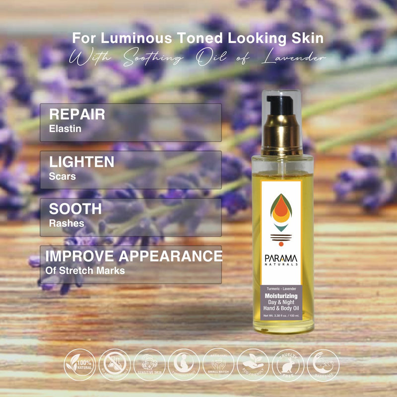 Lavender - Turmeric Moisturizing Sun Protection Hand & Body Oil - 100ml | Verified Sustainable Body Oil on Brown Living™