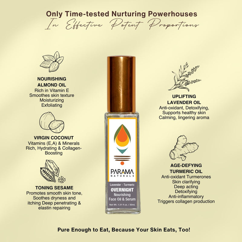 Lavender - Turmeric Overnight Nourishing Face Oil & Serum - 30ml | Verified Sustainable Face Serum on Brown Living™