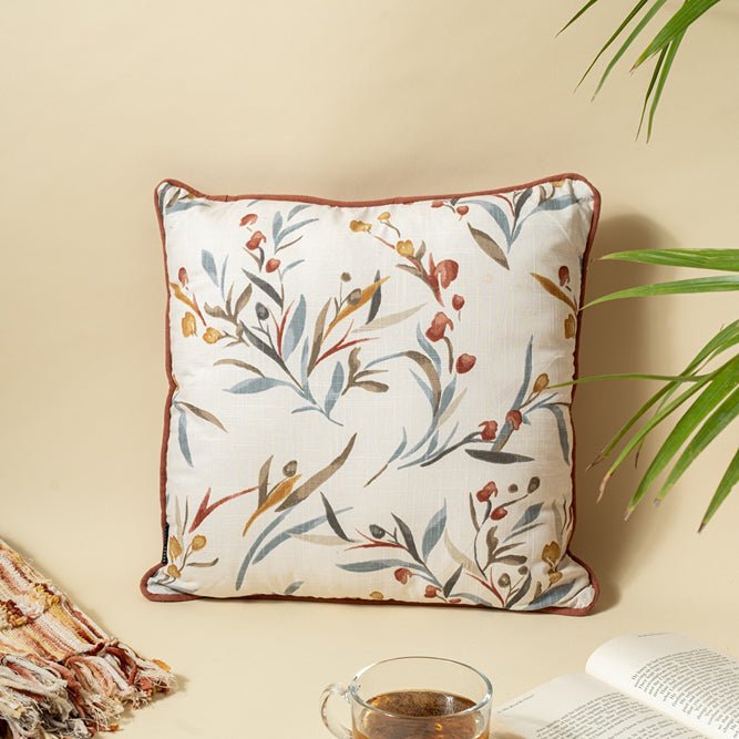 Leaf Pattern Printed Cushion Cover - Multi 45 X 45 Cm | Verified Sustainable Covers & Inserts on Brown Living™