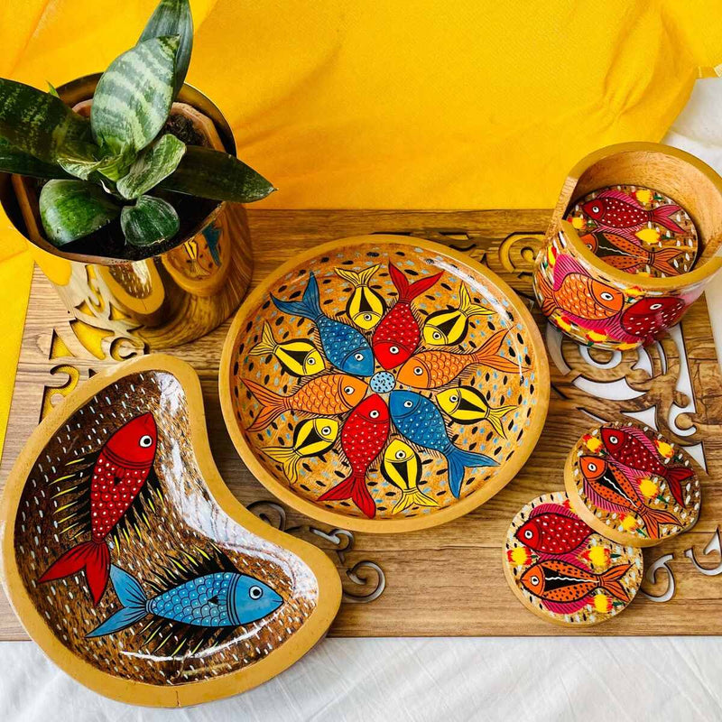 Leher Hamper- Taal Platter, Dhara Platter and Tarang Coaster Set | Verified Sustainable Gift Giving on Brown Living™