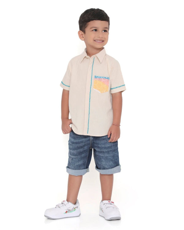 Lillete Solid Shirt with Hand Embroidery Details | Verified Sustainable Kids Shirts on Brown Living™