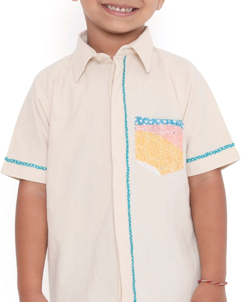 Lillete Solid Shirt with Hand Embroidery Details | Verified Sustainable Kids Shirts on Brown Living™