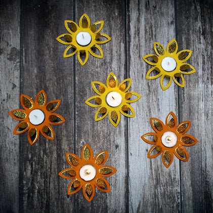 Lily Flower Paper Diya Rangoli - Set of 6 | Verified Sustainable Lamps & Lighting on Brown Living™