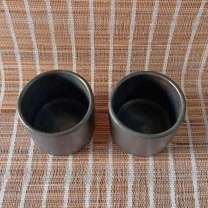 Longpi Black Pottery Tumblers Small - Set of 2 | Verified Sustainable Glasses & Tumblers on Brown Living™