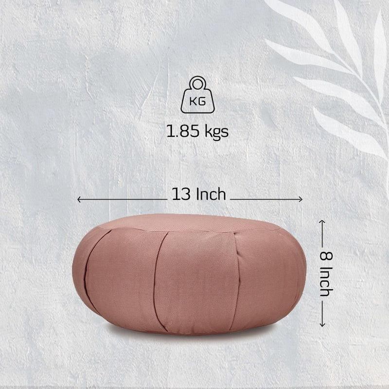 Lotus Embroidered Round Zafu Meditation and Yoga Cushion - Filled with Cotton - Lavender | Verified Sustainable Yoga Pillow on Brown Living™