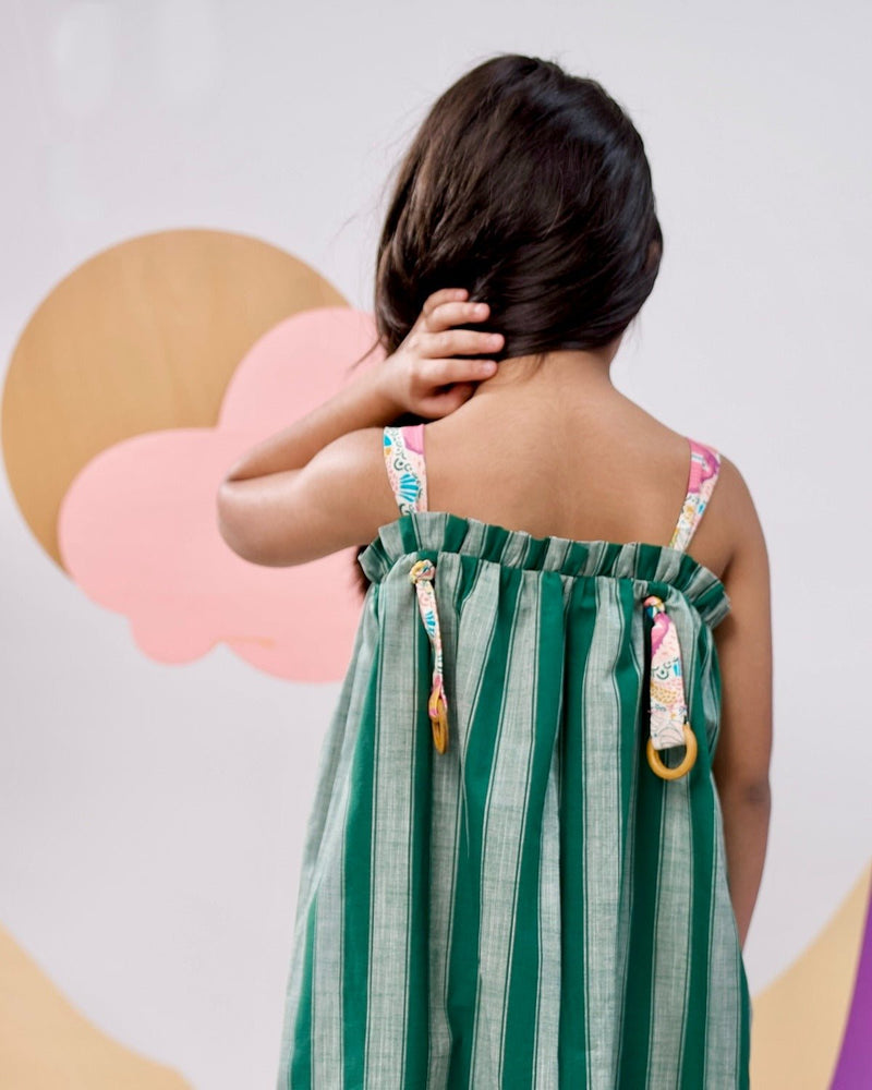 Lush Striped Tie- Up Maxi Dress | Verified Sustainable Kids Frocks & Dresses on Brown Living™