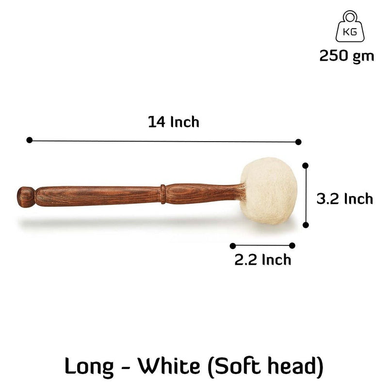 Mallet Long White - 13inches - Soft Head | Verified Sustainable Musical Instruments on Brown Living™