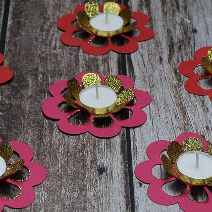 Marigold Paper Diya Rangoli - Set of 6 | Verified Sustainable Lamps & Lighting on Brown Living™