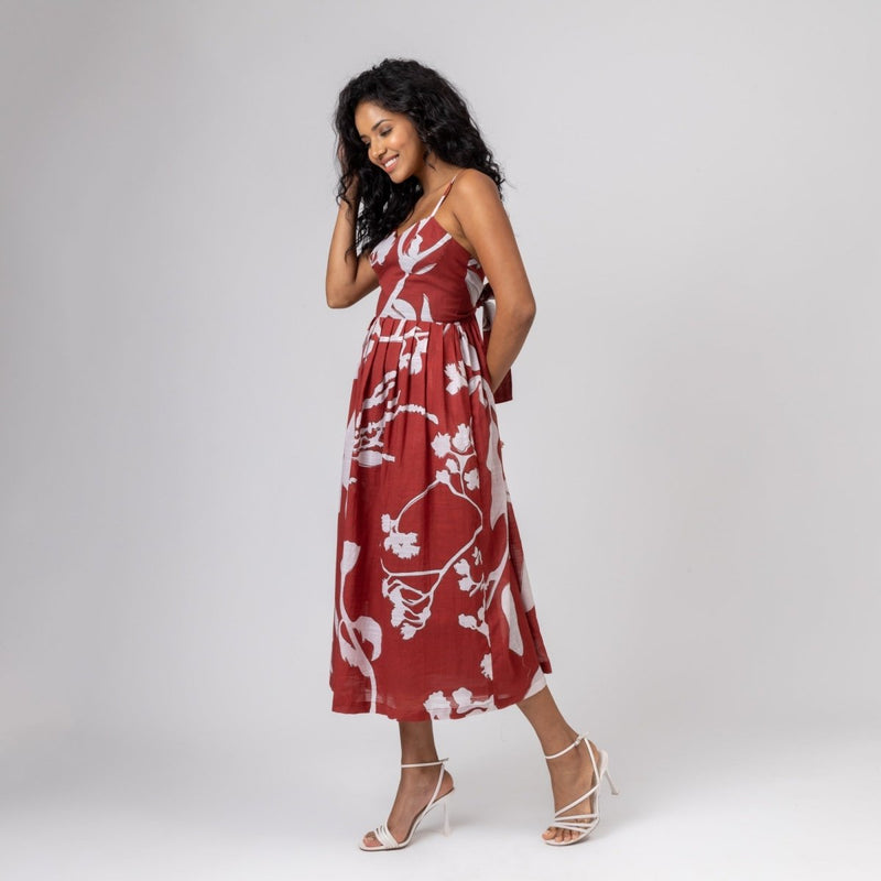 Mary Printed Upcycled Cotton Dress | Verified Sustainable Womens Dress on Brown Living™