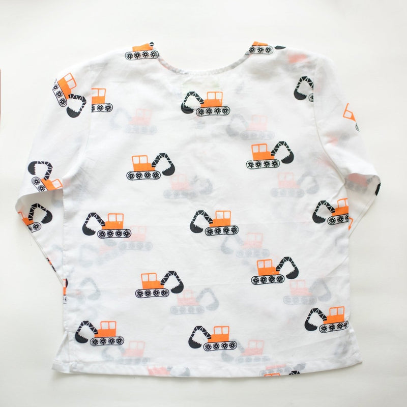 Mighty Bulldozer - Unisex Kids Cotton Nightwear | Verified Sustainable Kids Pyjamas on Brown Living™