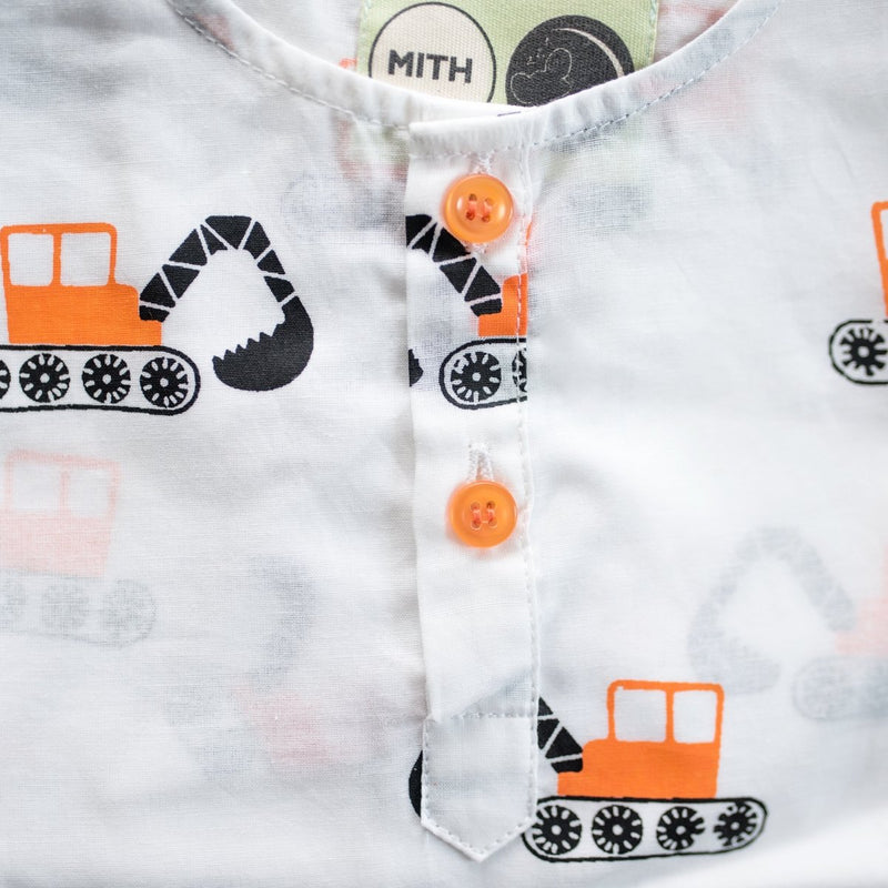 Mighty Bulldozer - Unisex Kids Cotton Nightwear | Verified Sustainable Kids Pyjamas on Brown Living™