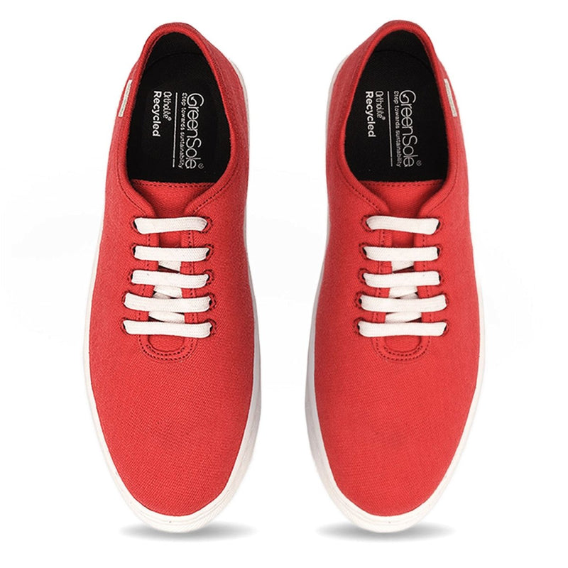 Minimal Red Mens Sneaker Lace Up | Verified Sustainable Mens Casual Shoes on Brown Living™