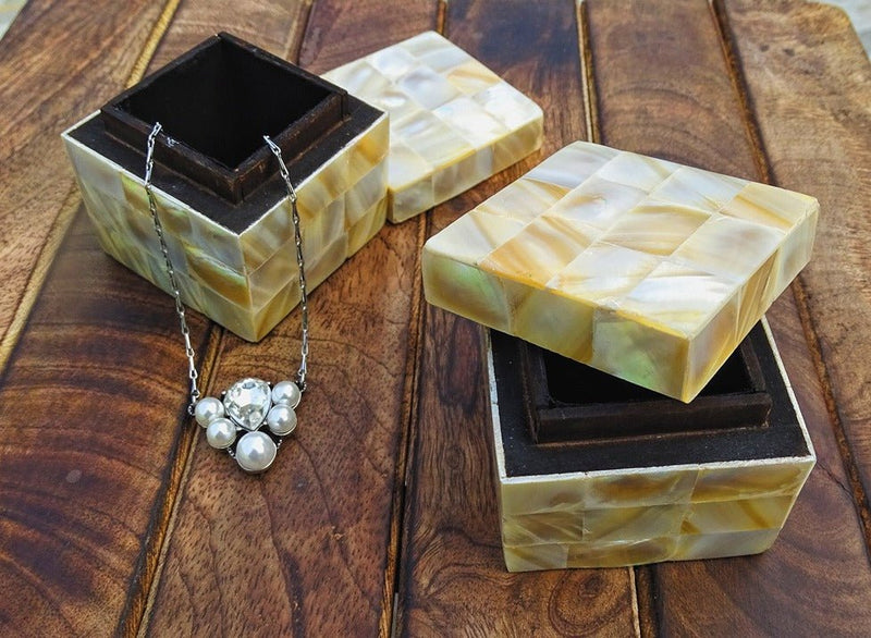 Mother of Pearl Ring Box (Set of 2) | Verified Sustainable Home Decor on Brown Living™