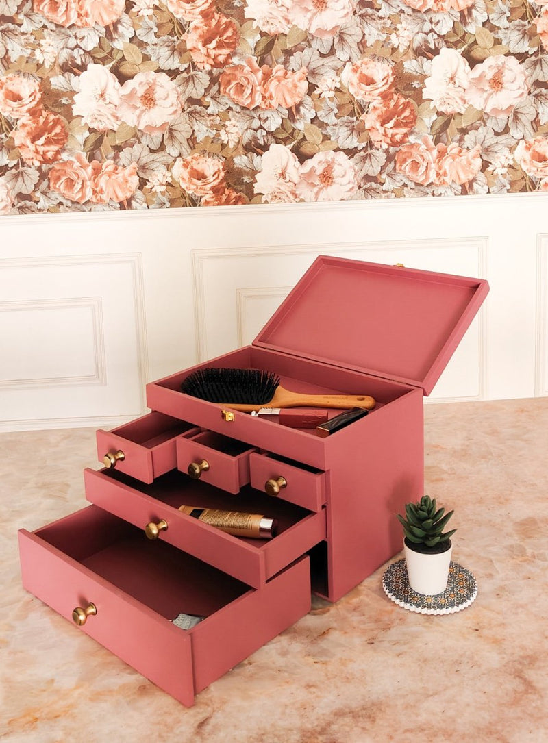 Multipurpose Wooden Makeup & Jewellery Organizer with 5 Drawers - Plum | Verified Sustainable Organizers on Brown Living™