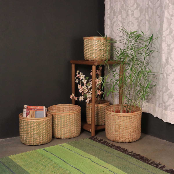 Natural Bamboo Planters - Set of 5 | Verified Sustainable Pots & Planters on Brown Living™