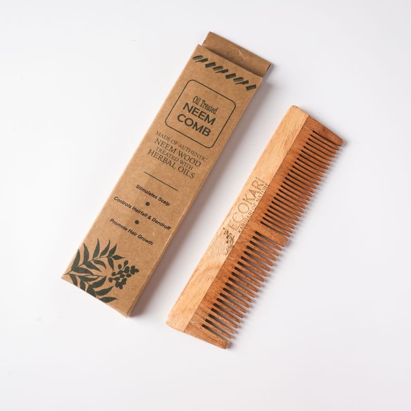 Natural Neem Wood Comb | Treated with Herbal Oils | Verified Sustainable Hair Comb on Brown Living™