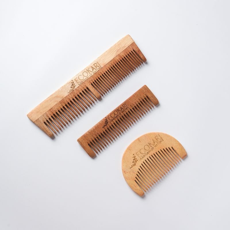 Natural Neem Wooden Combs Set | Verified Sustainable Hair Comb on Brown Living™