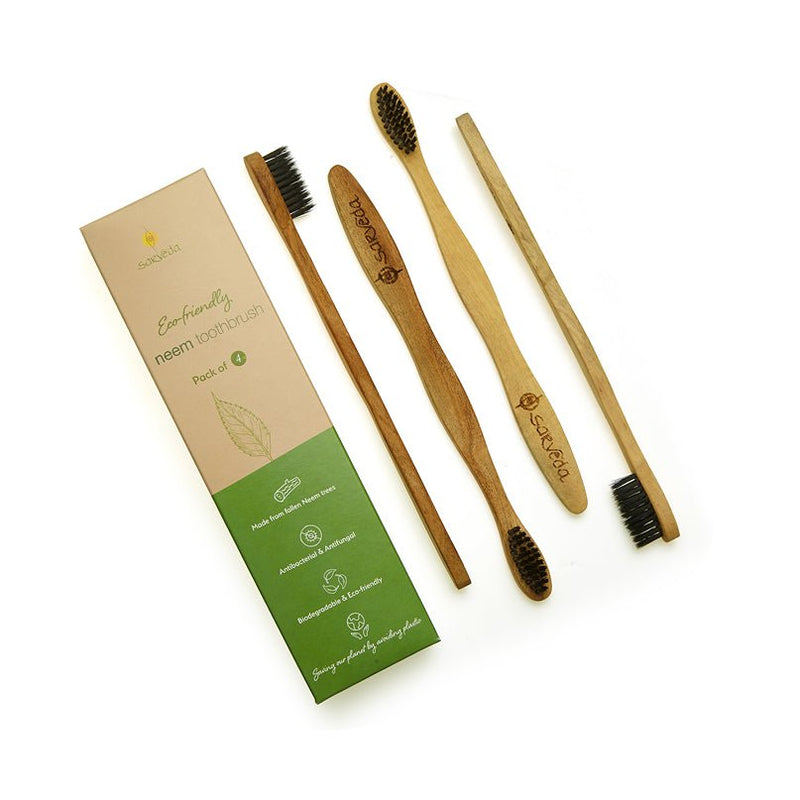 Neem Toothbrush - Pack of 4 | Verified Sustainable Tooth Brush on Brown Living™