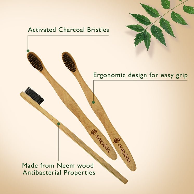 Neem Toothbrush - Pack of 4 | Verified Sustainable Tooth Brush on Brown Living™