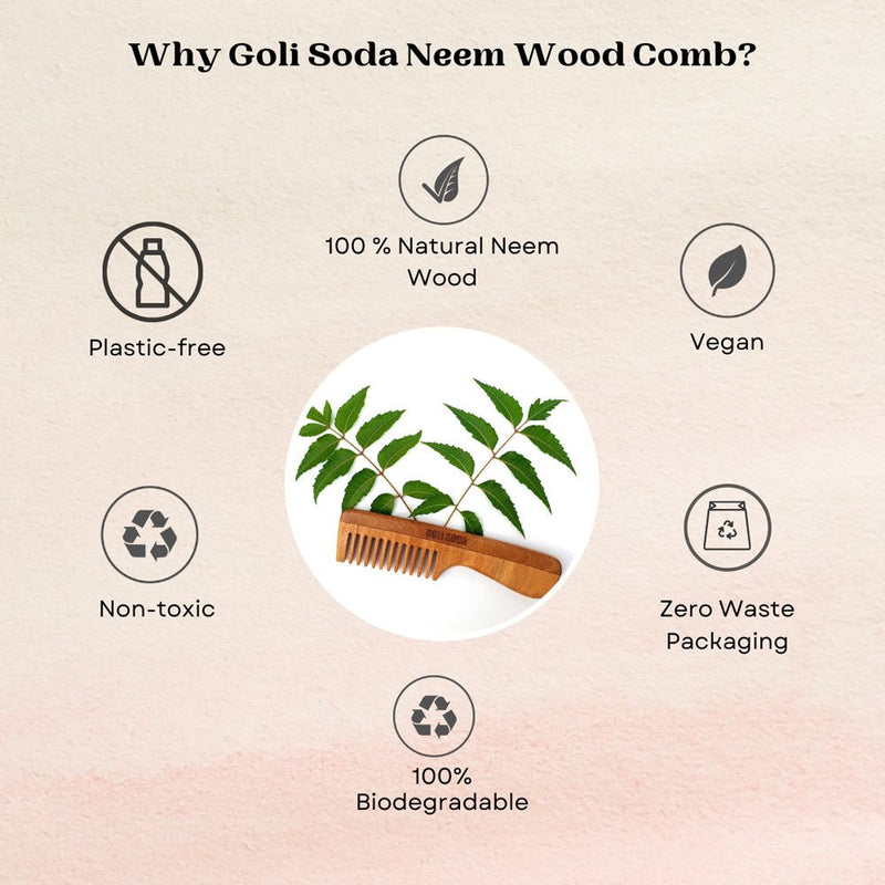 Neem Wood Comb - Wide Tooth with Handle | Verified Sustainable Hair Comb on Brown Living™