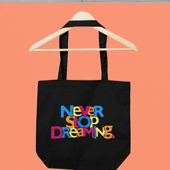 Never Stop Black - 100% Cotton Canvas Eco - Friendly Tote Bag with Zip | Verified Sustainable Tote Bag on Brown Living™