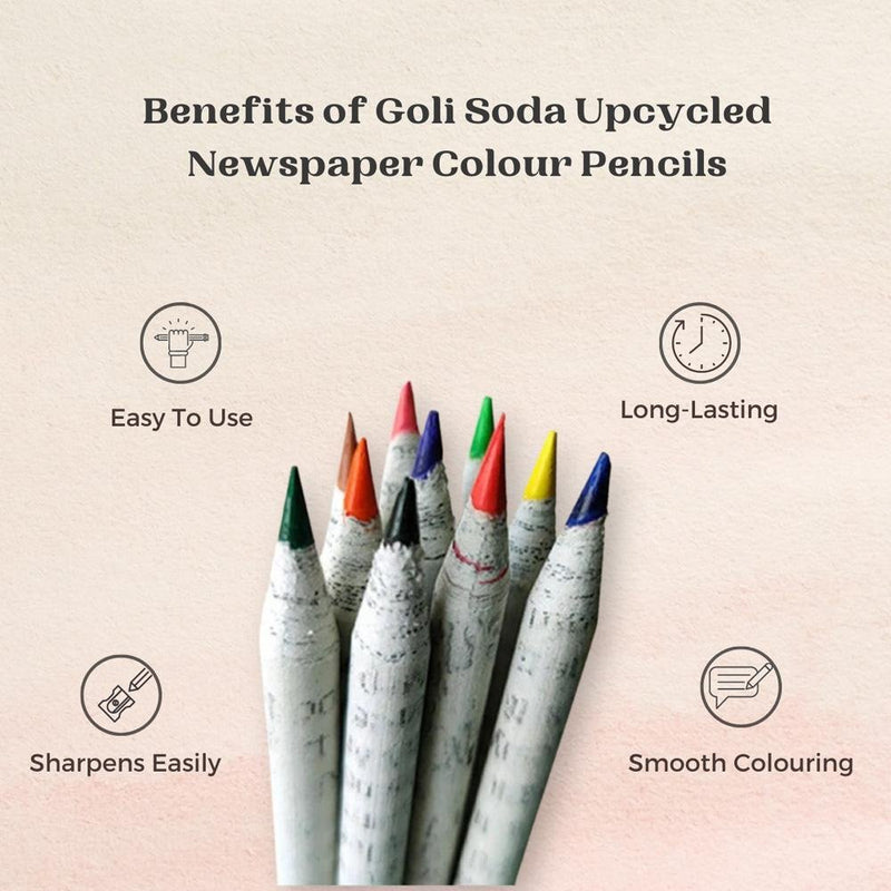 Newspaper Colour Pencils 10 Colours | Verified Sustainable Pencils on Brown Living™