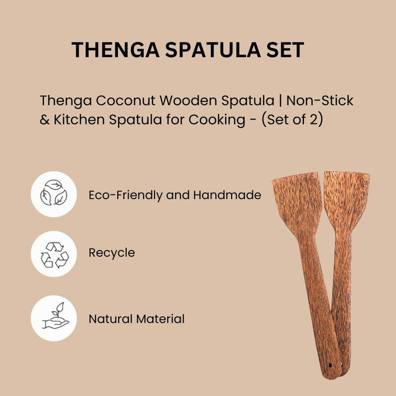 Non - Stick Coconut Wooden Spatula (Set of 2) | Verified Sustainable Cutlery on Brown Living™