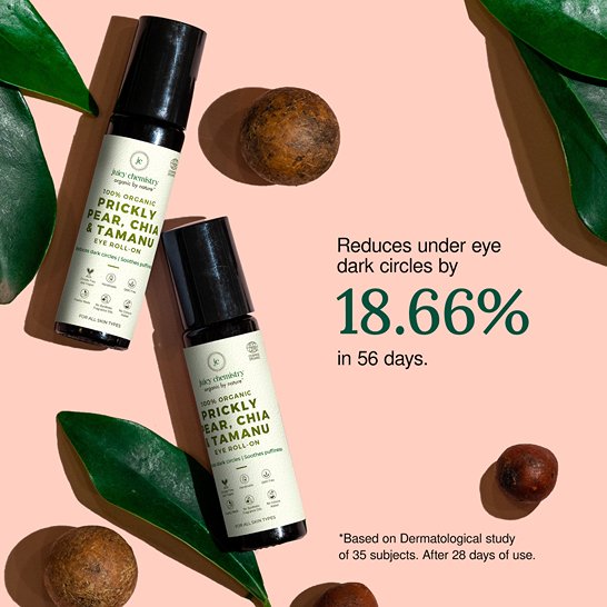 Organic Prickly Pear, Chia & Tamanu Eye Rollon For Dark Circles & Fine Lines - 7ml | Verified Sustainable Under Eye Gel on Brown Living™