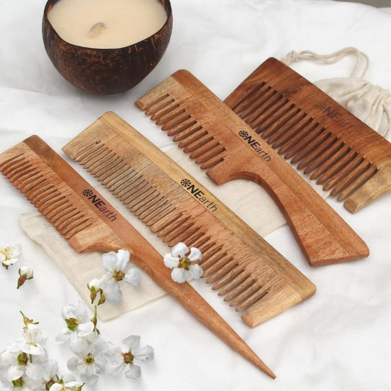 Organic Wooden Neem Wood Comb Range - Pack of 1 | Verified Sustainable Hair Comb on Brown Living™