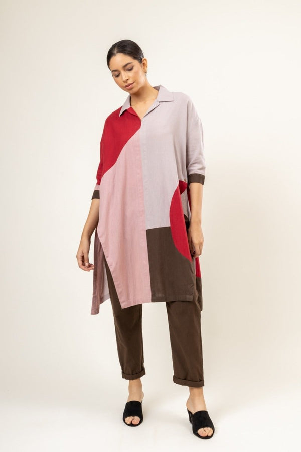 Panelled Blake Upcycled Cotton Tunic | Verified Sustainable Womens Tunic on Brown Living™