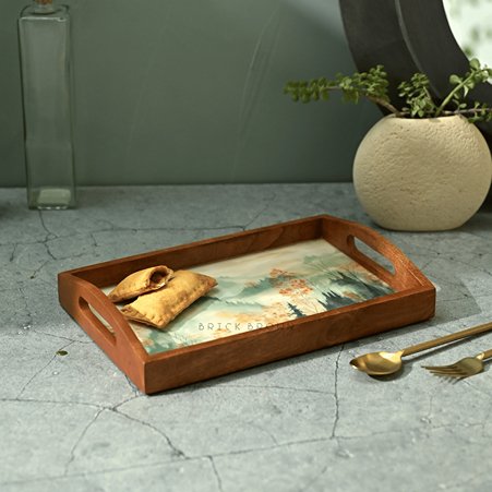 Panorama Handcrafted Serving Tray | Made with Mango Wood | Verified Sustainable Trays & Platters on Brown Living™