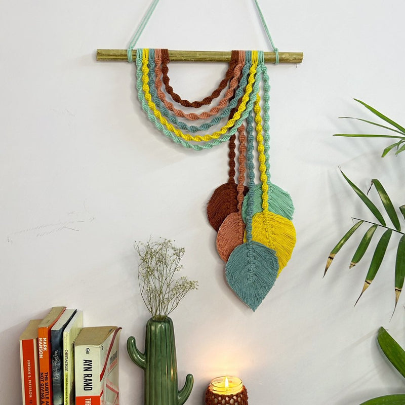 Pastel Leaves Macrame Wall Hanging | Verified Sustainable Wall Decor on Brown Living™