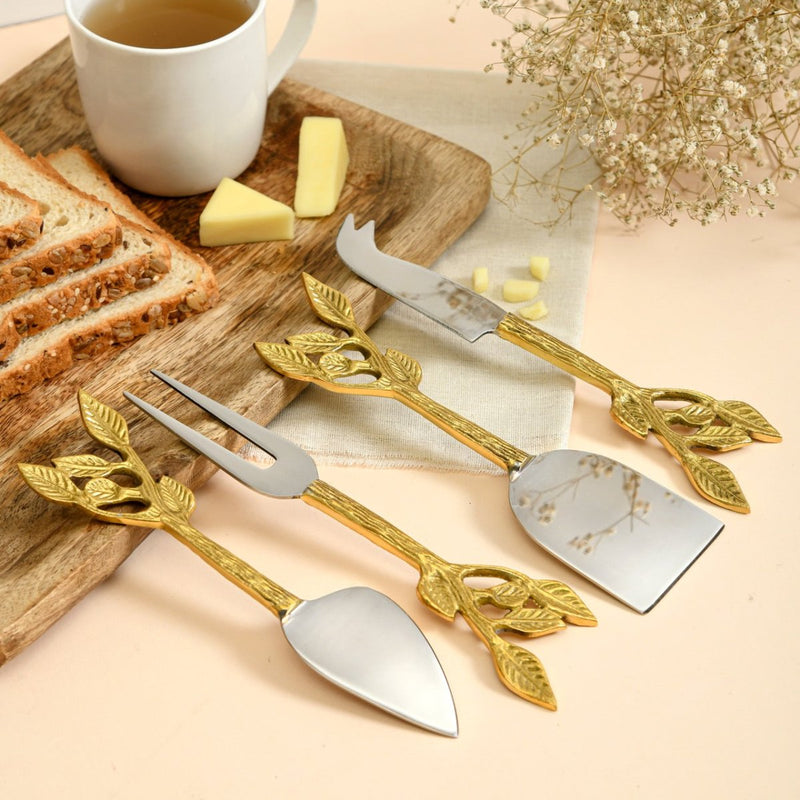 Patram Brass and Stainless Steel Cheese Knives | Lead Free | Verified Sustainable Kitchen Tools on Brown Living™