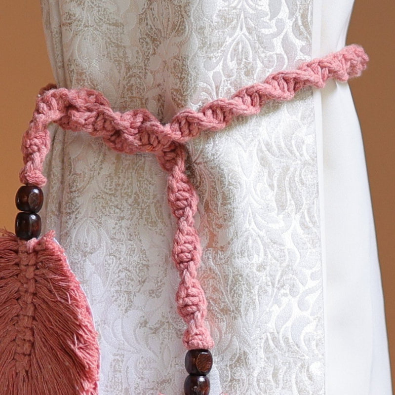 Peach Macrame Leaf Curtain Ties | Verified Sustainable Curtains on Brown Living™