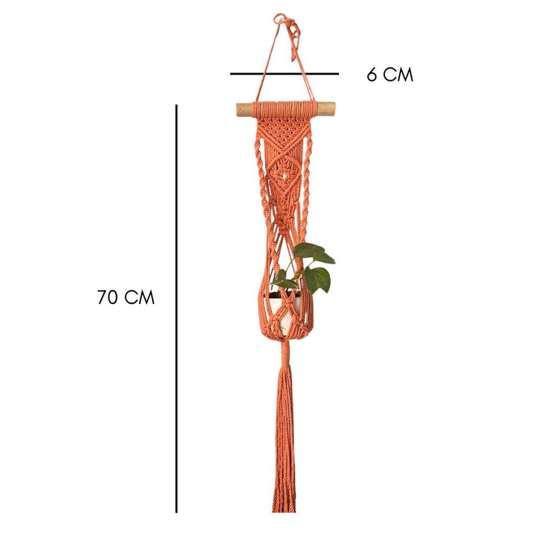 Peach Macrame Plant Holder - Set of 2 | Verified Sustainable Pots & Planters on Brown Living™