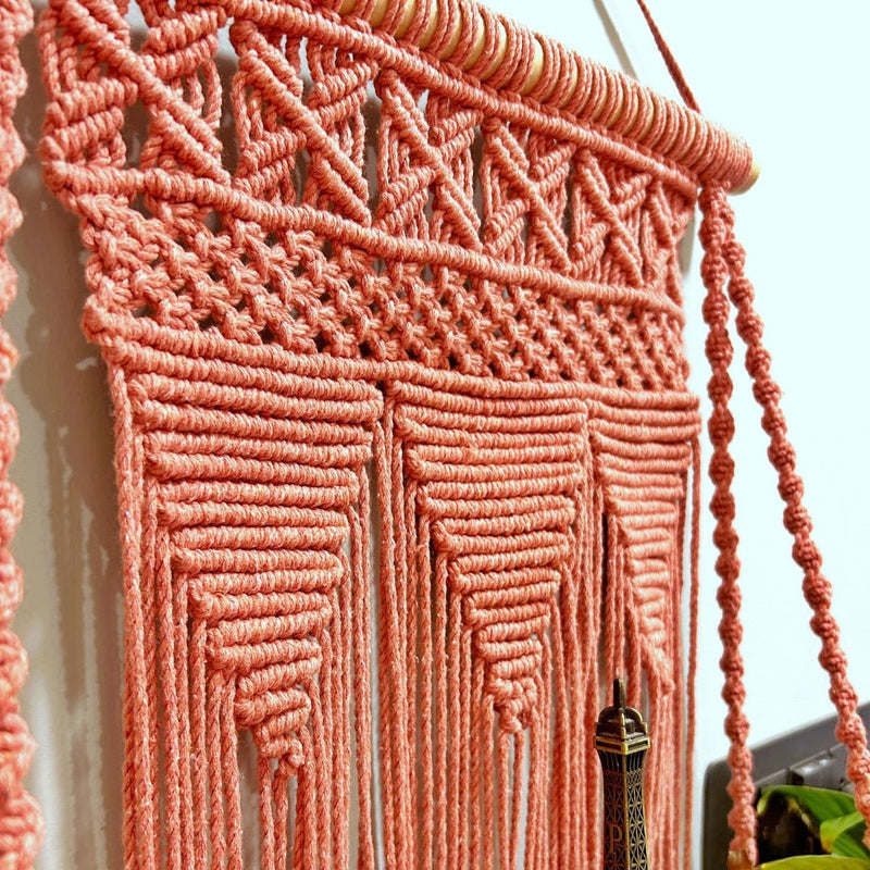 Peach Macrame Wall Shelf | Verified Sustainable Wall Decor on Brown Living™